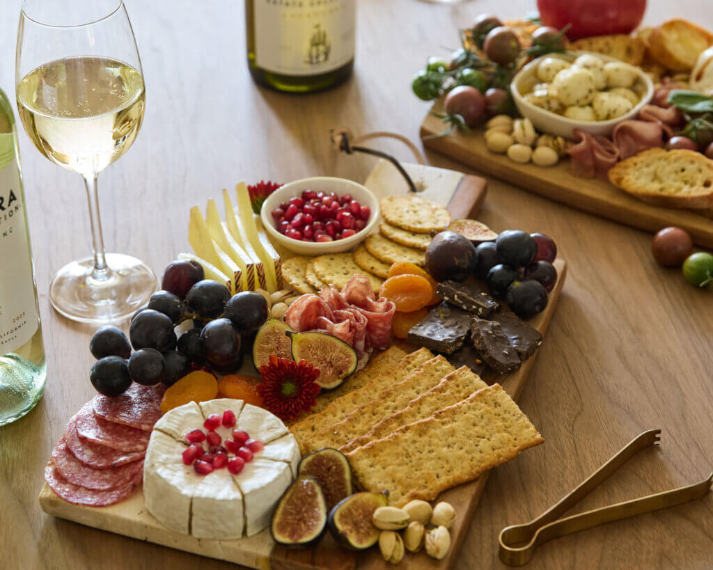 charcuterie boards paired with wine