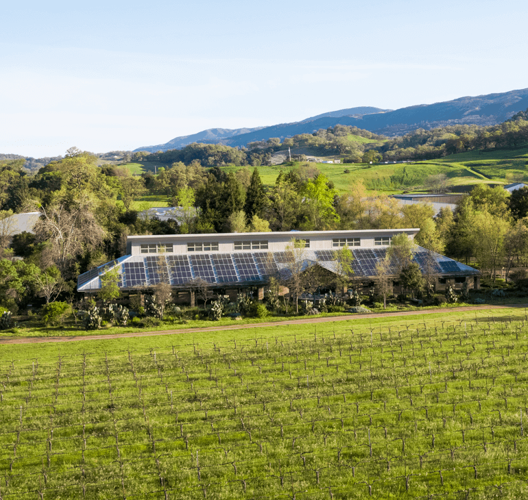 Drone shot of 1996 Bonterra vineyard opening of Admin Building